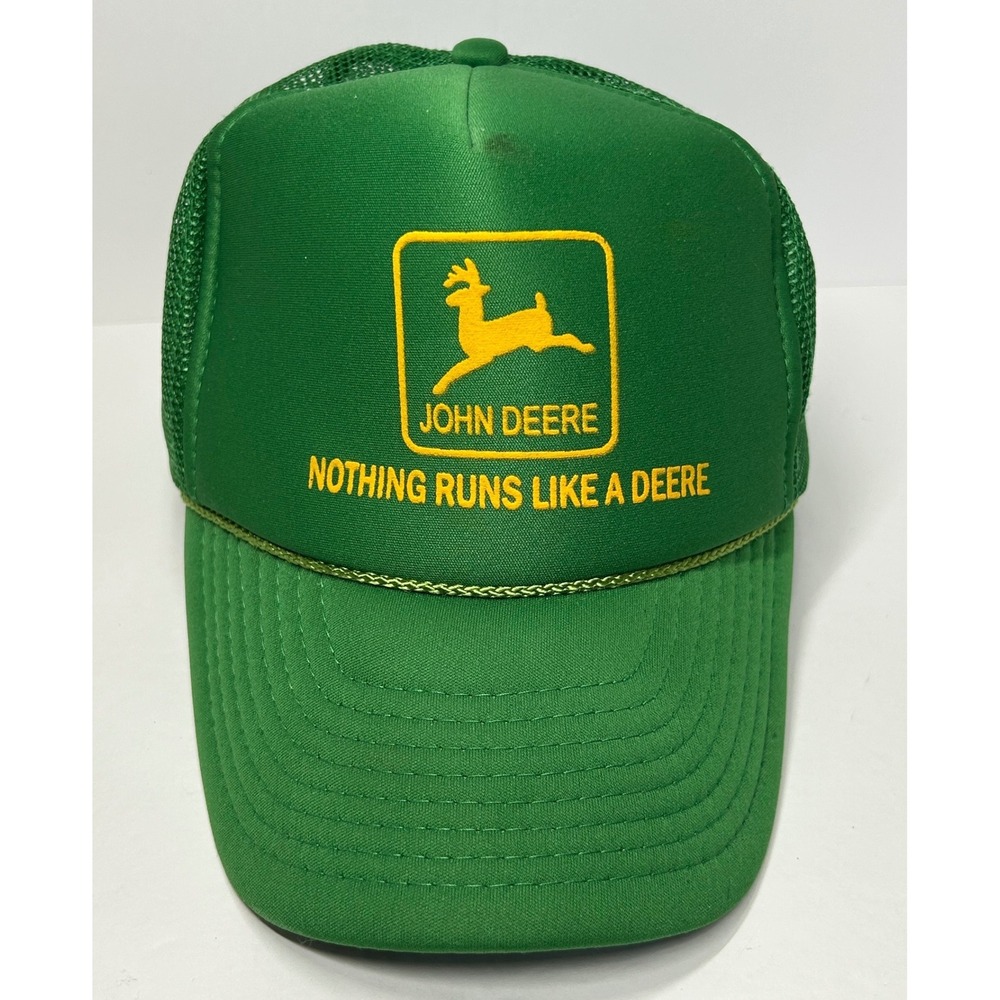 Vintage John Deere Nothing Runs Like a Deere Green Trucker Hat Men's Adjustable